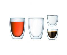 Bodum K4557-10 - Set de vasos térmicos, 2 unidades de 0,08 l + 2 unidades de 0,35 l, transparentes