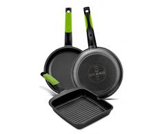 BRA PRIOR - Grill asador liso, 28 cm, aluminio fundido con antiadherente Teflon Classic