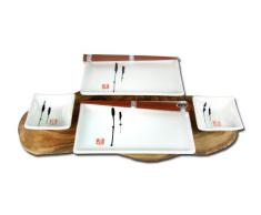 Gifts Of The Orient - Vajilla para sushi (2 personas), diseño con letras japonesas, color blanco y negro