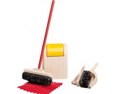 Rülke Holzspielzeug 21670 - Set de escoba cepillo recogedor y cubo de basura de juguete en miniatura