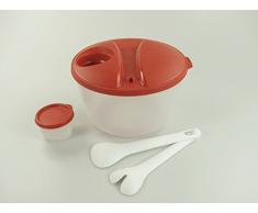 TUPPERWARE Frescoastral Familia 3,9L+Salsera 120ml+Cubiertos Ensalada rojo 10425