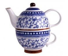 Tetera de porcelana con taza – azul/blanco – jarra – jarra para café – Taza de porcelana