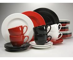 Creatable Casa Alegre - Vajilla de 30 piezas, color negro, rojo y blanco