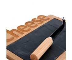 Indhouse - Tabla de cortar quesos con cuchillo en bambú Cheese