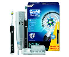 Oral-B PRO 4500 + Cepillo gratis - Cepillos de dientes eléctricos con batería, con funciones CrossAction, Sensitive y 3D White, color negro y blanco