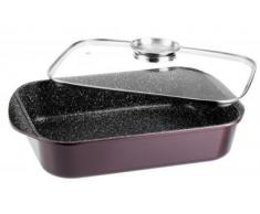 Stoneline 15034 Color Collection - Fuente para horno con tapa de cristal (34 x 24 cm), color morado
