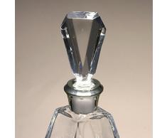 Botella de cristal, decanter, garrafa, para whisky y licor, de Bohemia, boquilla en plata de ley 925, 27,5 cm. de altura.