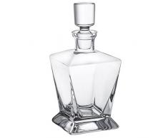 Jarra de whisky de diseño elegante - Jarra whisky cuadrada - Jarra de whisky con tapón hermético - Decantador de cristal - Fabricado a mano - Volumen: 750 ml