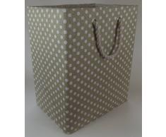 Grande tamaño 50cm. Bolso plegable de almacenamiento para lavandería, juguetes o bolsa de lavado. Totalmente forrado bolsa de alta calidad. Beige con el patrón irregular blanco