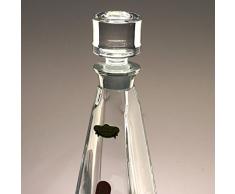 Botella de cristal, decanter, garrafa, para whisky y licor, colección "PIRAMIDE", boquilla en plata de ley 925, 33 cm. de altura.