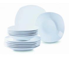 Domestic 920760 Cosmo - Vajilla de porcelana (6 platos llanos y 6 platos hondos), color blanco