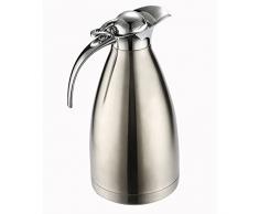 Xi Chen - Jarra térmica con tapa y doble pared de acero inoxidable aislada al vacío con botón, 2 L plata