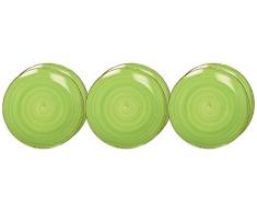 Villa D'Este Baita Juego de 6 Platos Planos de Gres Esmaltado Pintado a Mano, en Verde