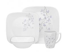 Corelle - Juego de vajilla de 16 piezas, de vidrio Vitrelle resistente a las roturas y las desportilladuras, modelo Jacaranda, servicio para 4 personas, color morado