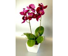 Seda Artificial Rosado Fucsia de Mini Orquídea en un Crisol