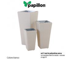 Papillon Rattan - Jardinera, set 3 unidades, 45+60+80, color marfil