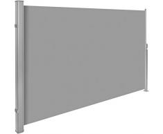 TecTake Toldo lateral de aluminio separador retráctil terraza protección 200x300 gris De vivienda y de base postes completo de aluminio