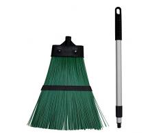JVL - Escoba de jardín con mango extensible, color verde