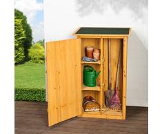 TecTake Caseta de exterior Armario de madera de jardín para herramientas cobertizo con tejado plano | 75 x 56 x 118 cm