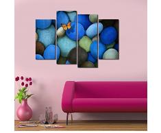 MOXO oscuro azul lienzo de adoquín piedra preciosa mariposa en pintura lienzo 4 pcs para decoración del hogar