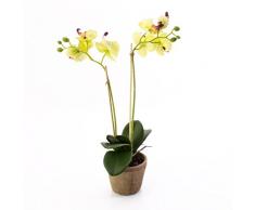 Orquídea Phalaenopsis MINA en maceta, dos ramas, amarillo y rosa, 45 cm - Planta artificial / Orquídea sintética - artplants