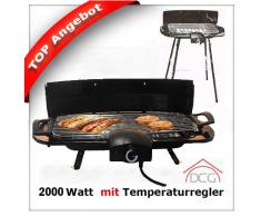 DCG Eltronic BQS2497 - Barbacoa (Negro, Acero inoxidable, -, 2000 W, Eléctrico, 230 V)