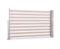 Blumfeldt Bari 318 Cortavientos jardin toldo lateral terraza enrollable (superficie lona 300x180cm, mecanismo muelle desplegable, incluye material de montaje, sombra cuadro aluminio, tela blanco crema)