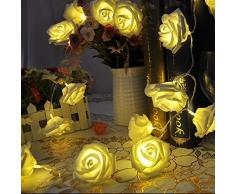 Lerway 20 Guirnaldas Rosas LED Luce 2.2m, Fuentes de Agua Decorativas Interior Luminosa Exterior, Lampara Cuerda de Jardin Navidad Fiesta Romantico,Guirnalda Flores para Decoracion Boda Coche Bar(Blanco cálido)