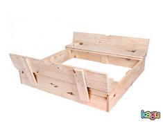 Kagu Arenero Para Niños Cajón De Arena De Madera De Abeto 2 Bancos 113 x 105 Peso 20 kg