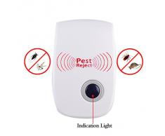 TKOOFN Ultrasónico Electrónico del Mosquito del Ratón Control de Plagas Repelente del Susto del Insecto (Ultrasónico)