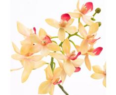 Pequeña orquídea phalaenopsis artificial EMILY en maceta, amarillo-fucsia, 35 cm - Flor decorativa / Planta sintética - artplants