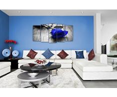 DekoArte - Cuadro moderno Flor Azul sobre suelo de madera, XXL 200X100cm