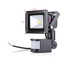 10x Foco Luz LED,10W Sensor de movimiento con Luz inalámbrico para Exteriores incluyendo Patio, Hall, Jardín, Porche y Garaje, Luz eléctrica solar Foco Luz LED, Sensor de movimiento con Luz inalámbrico para Exteriores incluyendo