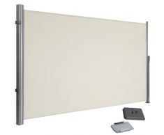 Songmics 200 x 350 cm Toldo lateral Pantalla protectora de intimidad Sombrilla exterior Enrollable beige GSA205E