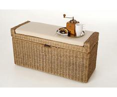 'Vivanno Asiento banco Ropa Caja "Combo y cojín ratán, 105 cm, Light Grey