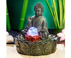 infactory - Fuente de interior con iluminación, diseño de Buda en flor de loto", con bola de cristal