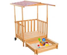 TecTake Arenero con techo para niños Veranda Madera Protección contra el Sol - disponible en diferentes colores - (Rojo | No. 401804)
