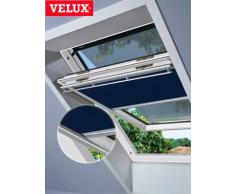 VELUX DOP-Set(ahorro-estor + protección contra el calor-toldo parasol) para GGL GHL GTL GPL GXL M06 + 306 y GGU GHU GTU GPU GXU M06 tela color blanco 1025 - toldo de color negro 5060, rieles laterales/plateados M06 1025S