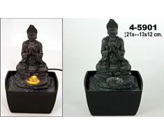 PAME 45901 - Fuente de resina con LED, diseño buda, 21 x 13 x 12 cm