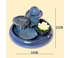 Liu Yu·espacio creativo,Azul creativo casa de cerámica Lucky fuente agua humidificador feng shui pescado redonda