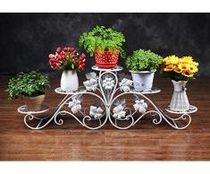 shengmo 3 niveles de hierro arte maceta Stands? 5 Macetas Maceta Soporte? multicapa blanco suelo estante? Interior Exterior jardín Patio plantas Bonsai decorativo pantalla flor accesorio de