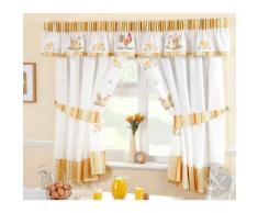 Just Contempo - Juego de cortinas de cocina (pliegue de lápiz) diseño de gallo, color amarillo, verde y blanco, poliéster, amarillo, verde, blanco, 2 cortinas 168 x 137 cm
