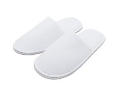 ZOLLNER® Set de 10 pares de zapatillas de hotel / zapatillas de viaje / zapatillas de baño de rizo, blancas, talla única, puntera cerrada, del especialista en textiles para hostelería, serie "Sun-G"