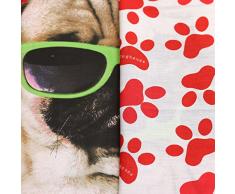 Gafas de sol de perro de raza CARLINO con funda para edredón para cama Cool - Juego de cama Reversible de huellas