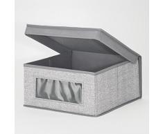 mDesign - Caja organizadora, de tela, para el armario del cuarto del bebé; guarda ropa, sábanas, toallas, baberos - mediana - Gris