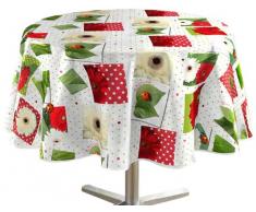 Décorline - 1710431, Mantel Pvc Redondo , 160 Cm , Ladybird , Photoprint , Blanco