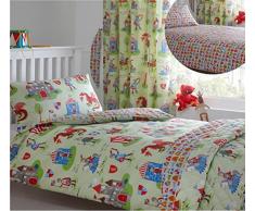 Kidz Club – Juego de funda nórdica para cama infantil de caballeros y dragones Medieval temática de edredón y funda de almohada, color verde