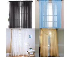 100x200cm Cortina de Puerta Ventana Divisor Sala Gasa Color Negro