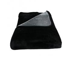 Gözze 40032-94-150200 reversible y manta, terciopelo cinta de terciopelo-reborde, tamaño aproximado 150 x 200 cm, negro/antracita