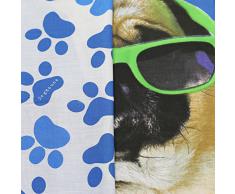Gafas de sol de perro de raza CARLINO con Cool de funda de edredón - Juego de cama Reversible de huellas